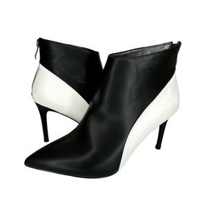 Women Stiletto Ankle Boots Size 7.5 High Heel Pointed Toe Black White NEW